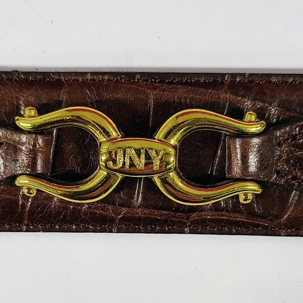 JNY Italian Brown Belt VTG Croc Leather Equestrian Western Ranch M